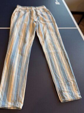 american eagle jeans women blue /white striped size 00